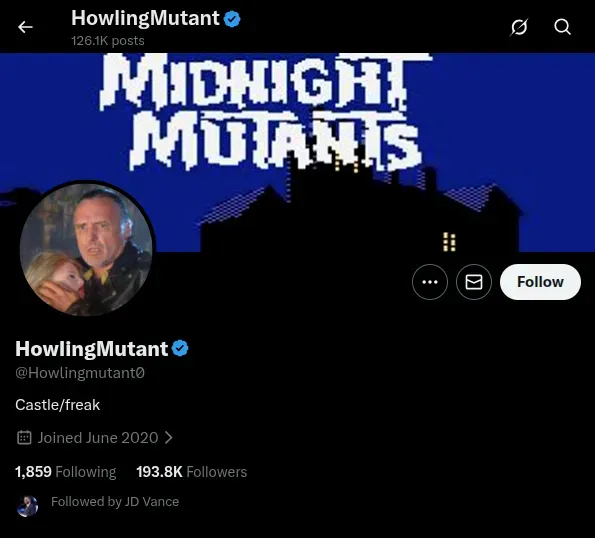 HowlingMutant’s account on X (Screenshot date: 03/23/2026).