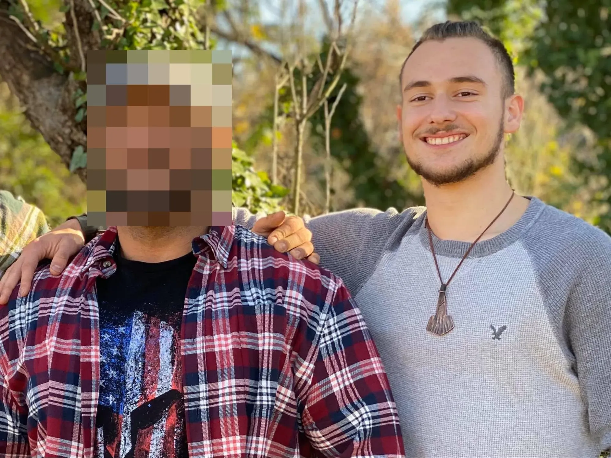 Picture of Andrew Nary (right) uploaded to Facebook on February 7,2020. Face blurred by Decoherence Media.